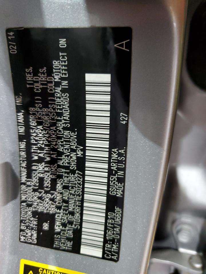 5TDBKRFH1ES023277 2014 Toyota Highlander Le