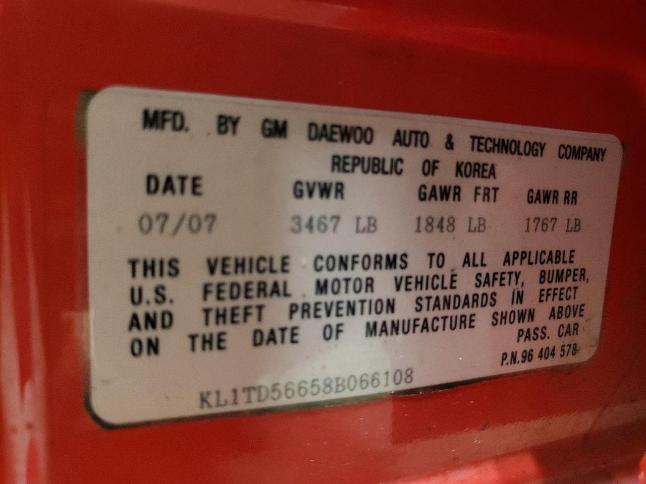 KL1TD56658B066108 2008 Chevrolet Aveo Base