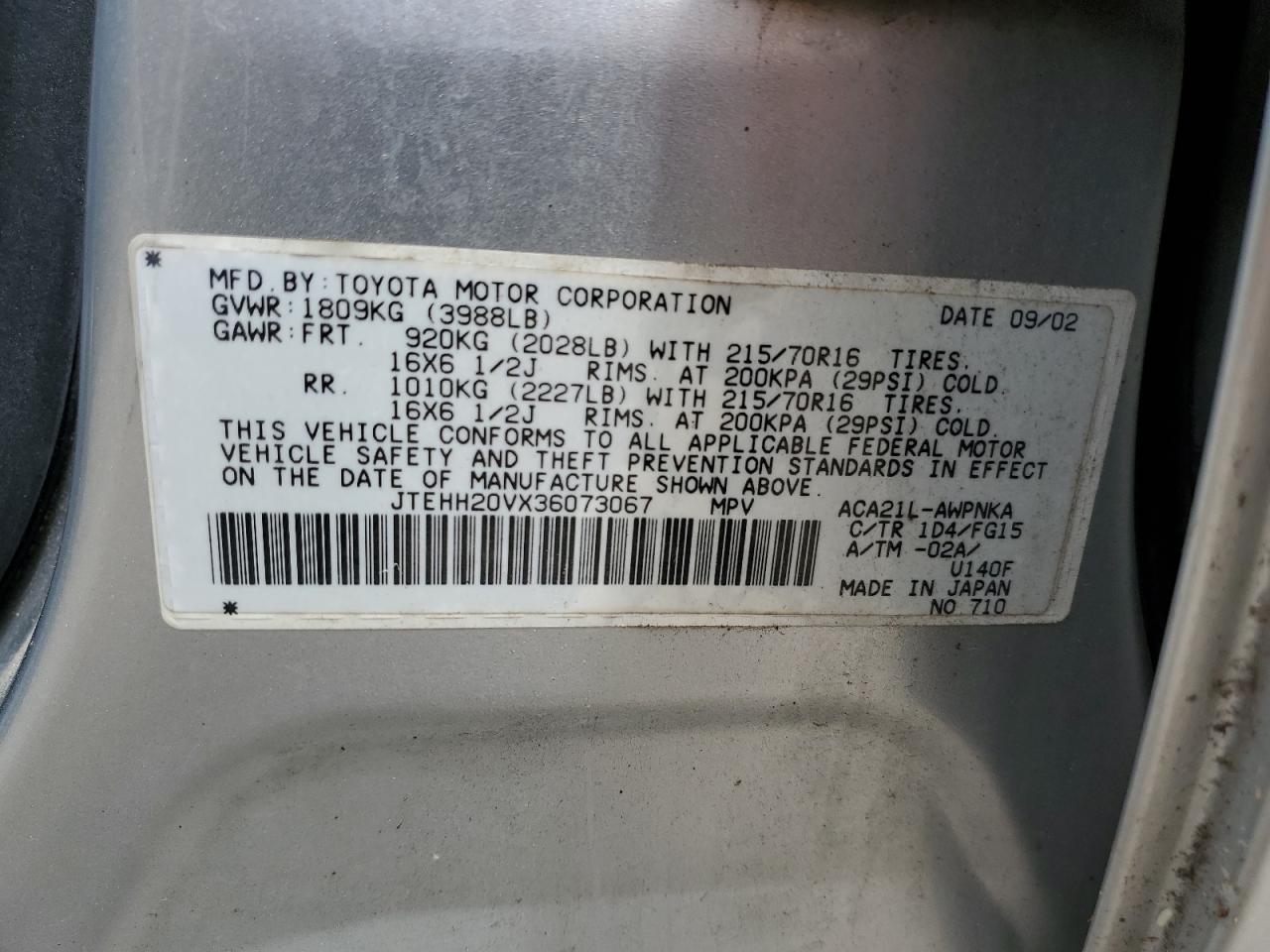 JTEHH20VX36073067 2003 Toyota Rav4