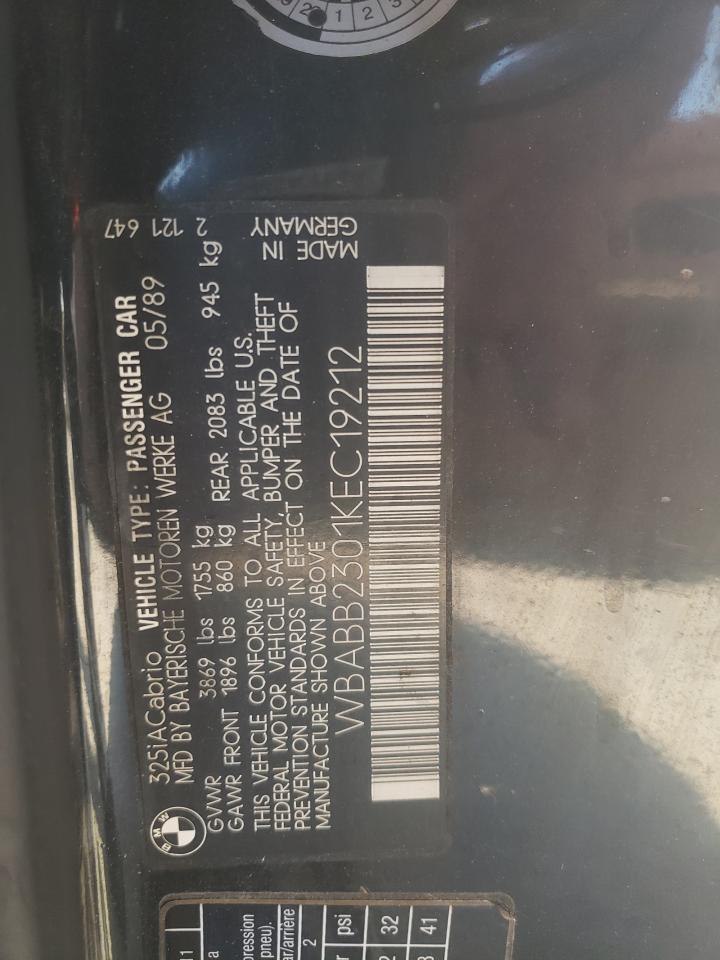 WBABB2301KEC19212 1989 BMW 325 I Automatic