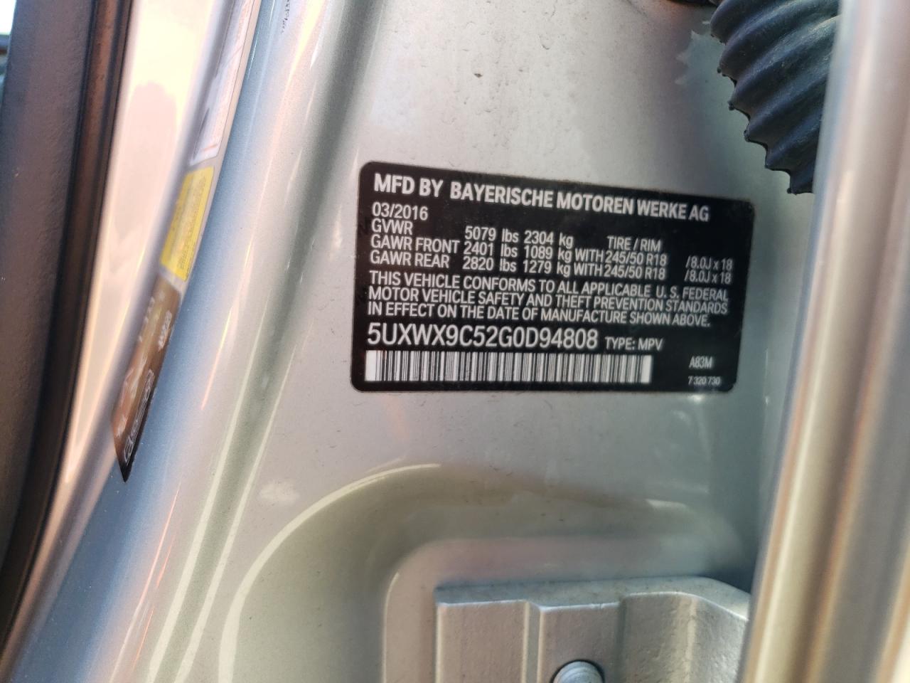 5UXWX9C52G0D94808 2016 BMW X3 xDrive28I