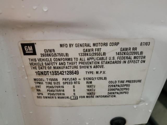 2004 Chevrolet Trailblazer Ls VIN: 1GNDT13S542128649 Lot: 59259174