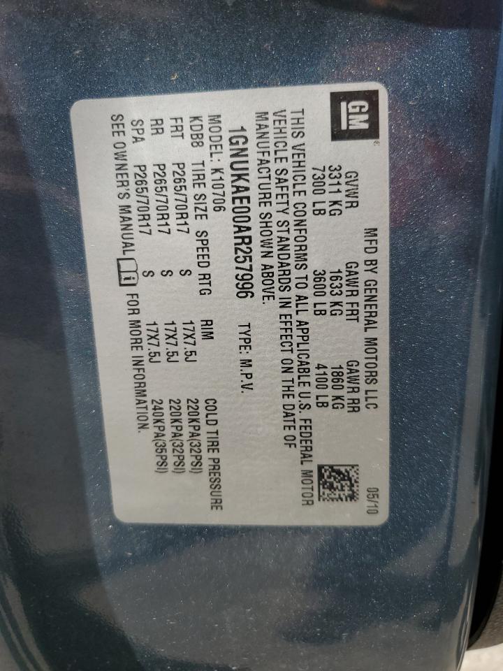 1GNUKAE00AR257996 2010 Chevrolet Tahoe K1500 Ls