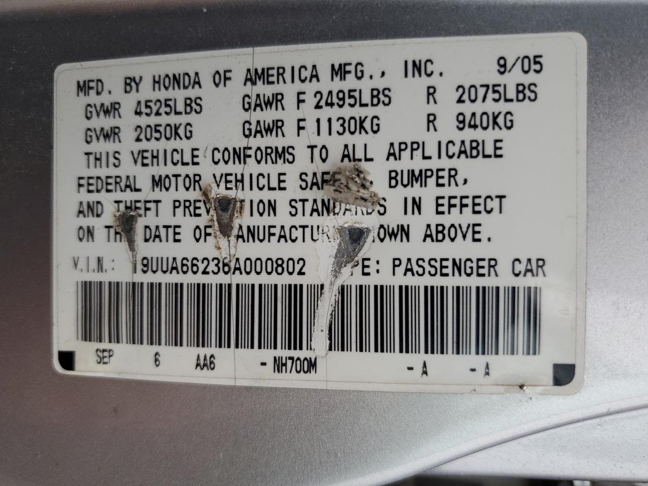 19UUA66236A000802 2006 Acura 3.2Tl