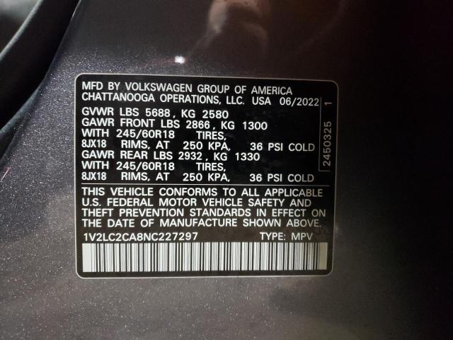 2022 VOLKSWAGEN ATLAS CROS - 1V2LC2CA8NC227297