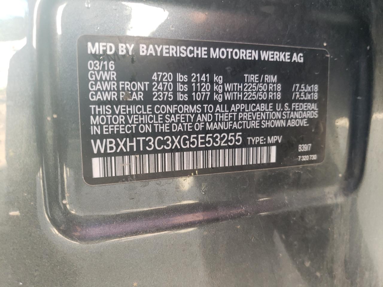 WBXHT3C3XG5E53255 2016 BMW X1 xDrive28I