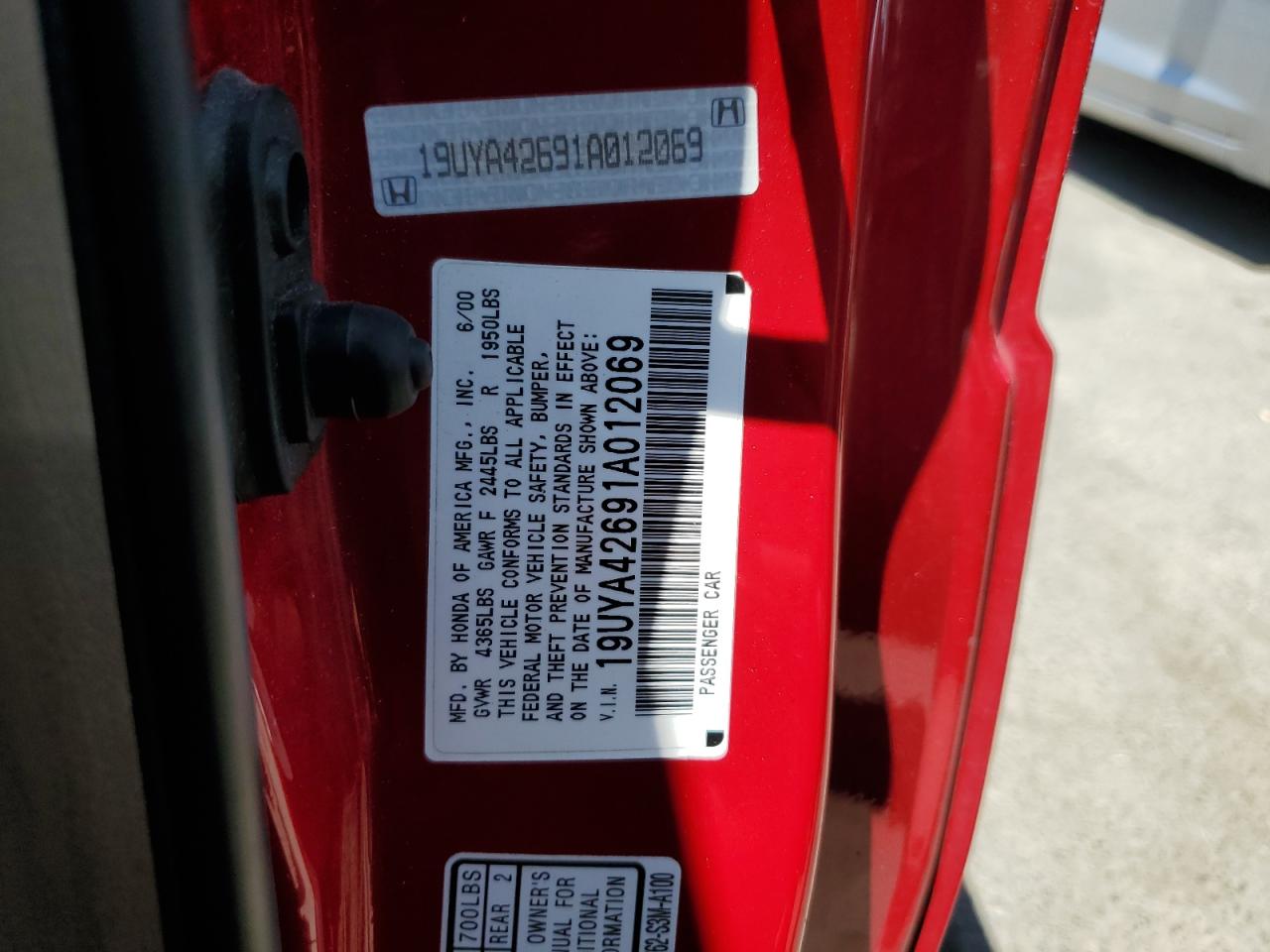 19UYA42691A012069 2001 Acura 3.2Cl Type-S