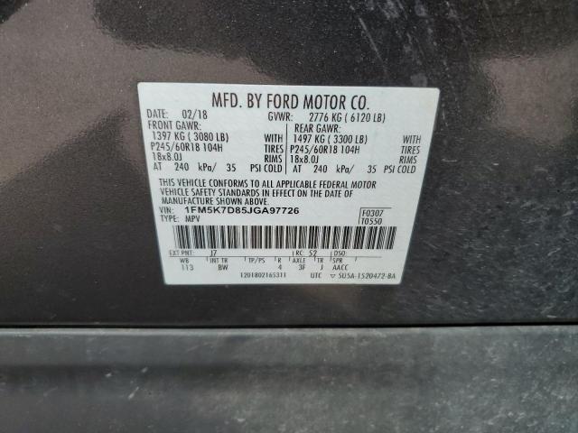 2018 Ford Explorer Xlt VIN: 1FM5K7D85JGA97726 Lot: 59762914