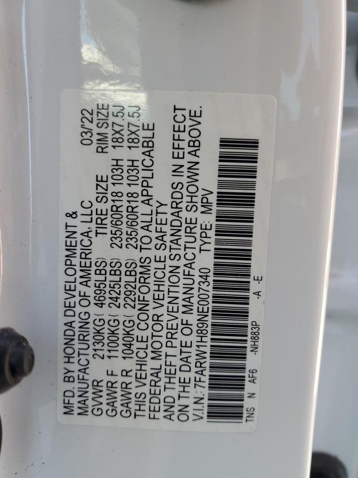 7FARW1H89NE007340 2022 Honda Cr-V Exl