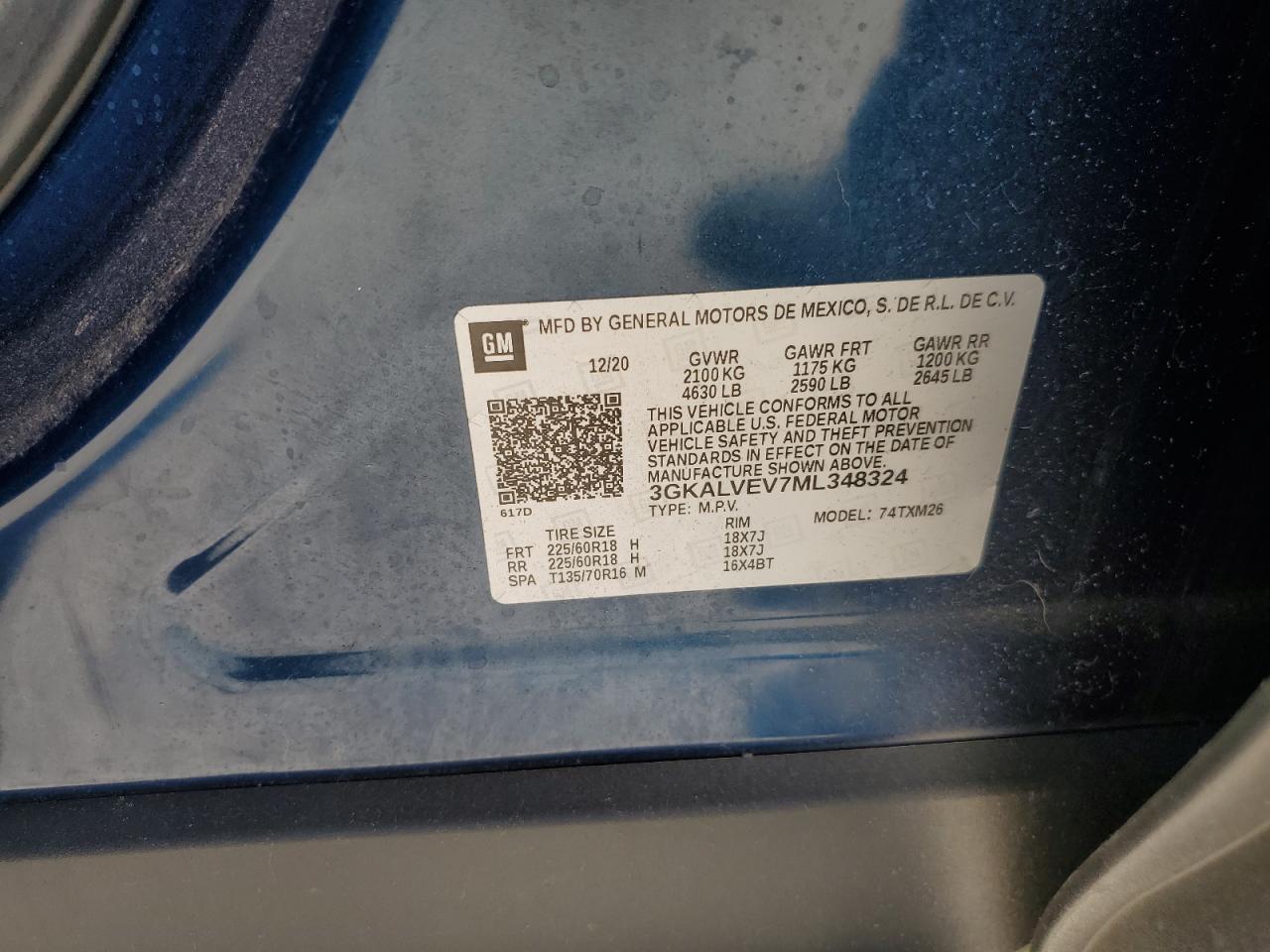 3GKALVEV7ML348324 2021 GMC Terrain Slt