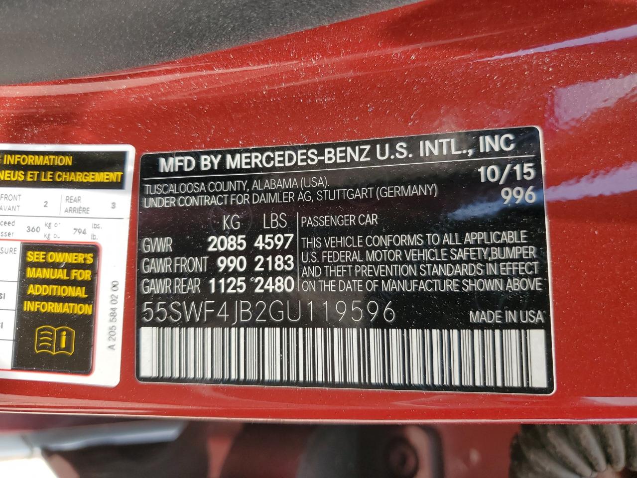 55SWF4JB2GU119596 2016 Mercedes-Benz C 300