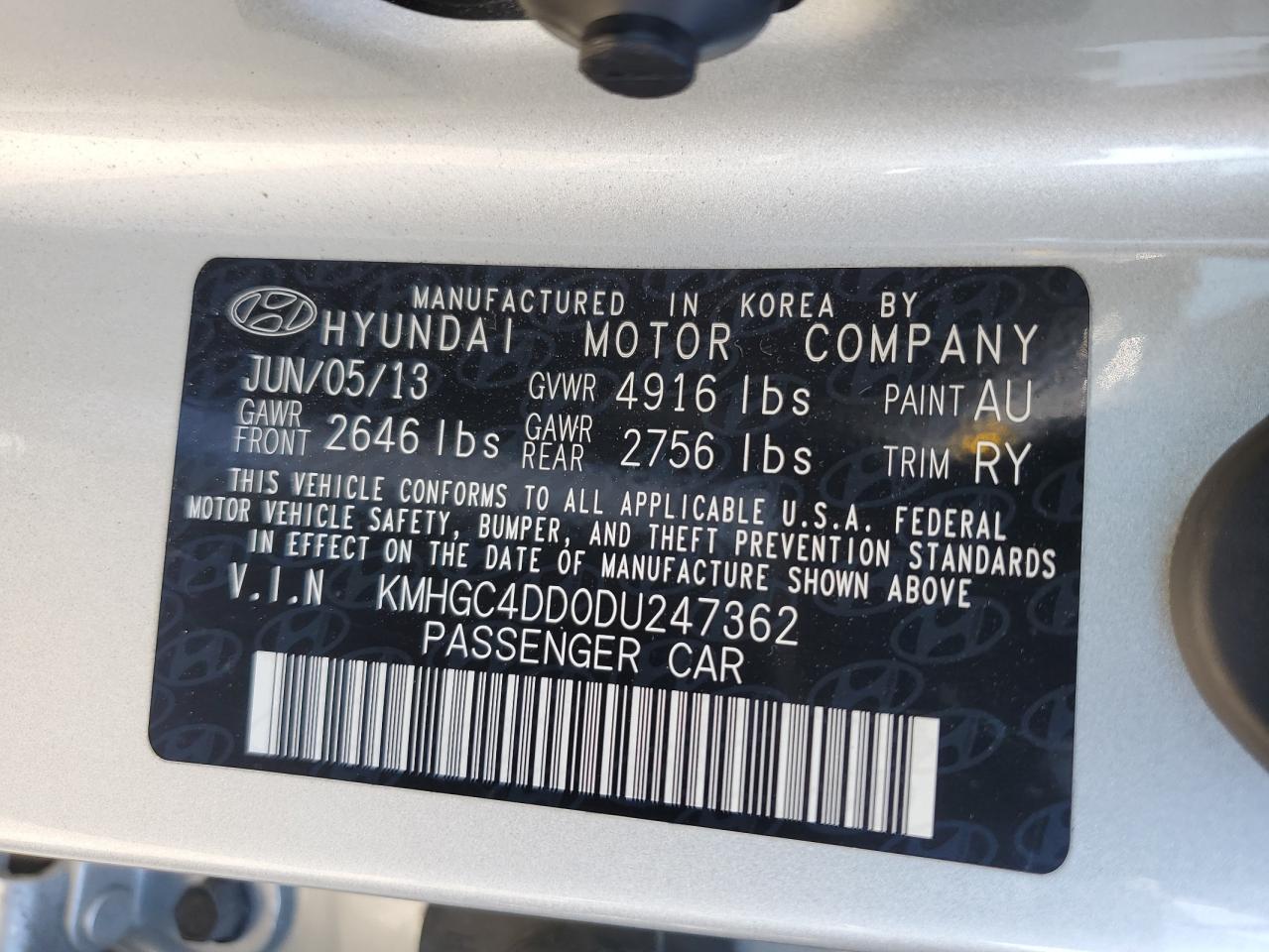 KMHGC4DD0DU247362 2013 Hyundai Genesis 3.8L