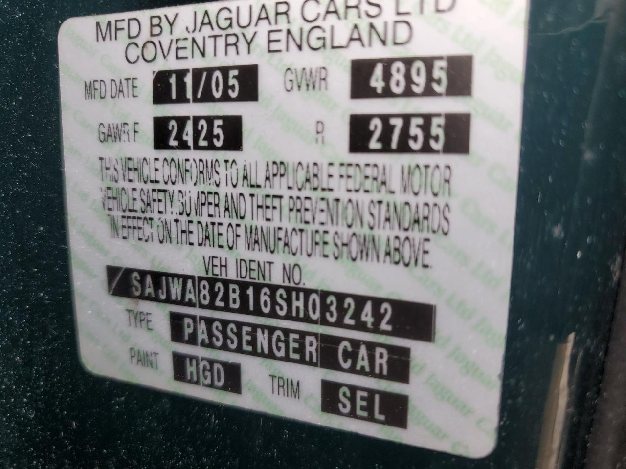 SAJWA82B16SH03242 2006 Jaguar Vandenplas