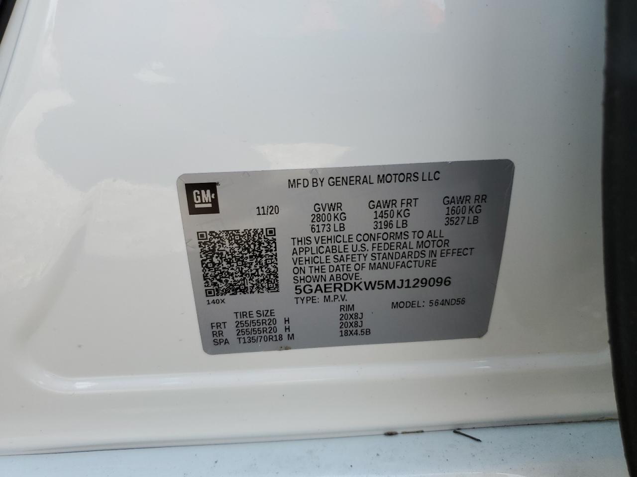 5GAERDKW5MJ129096 2021 Buick Enclave Avenir