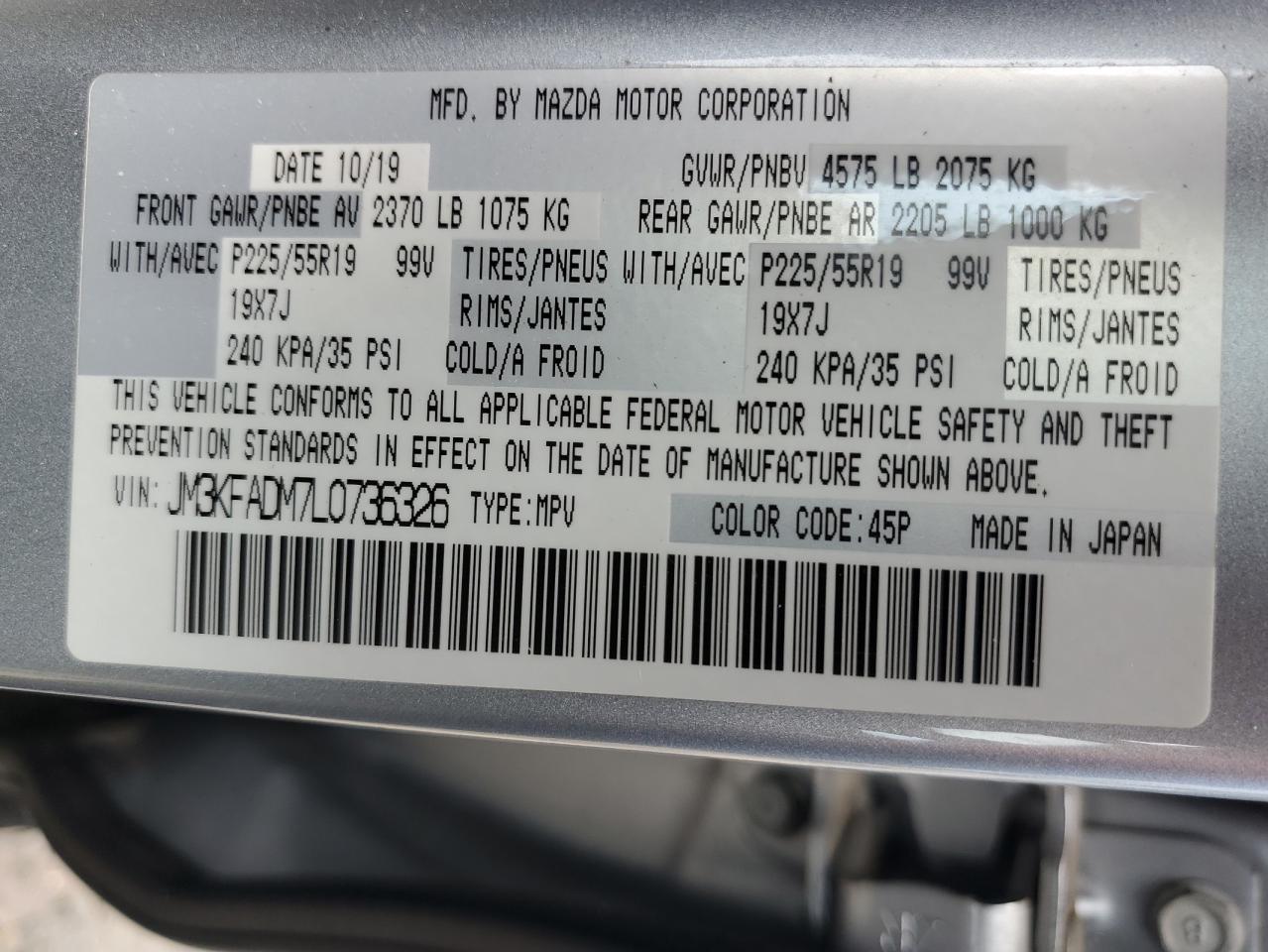 JM3KFADM7L0736326 2020 Mazda Cx-5 Grand Touring