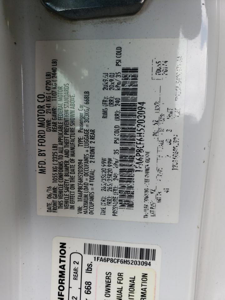 1FA6P8CF6H5203094 2017 Ford Mustang Gt