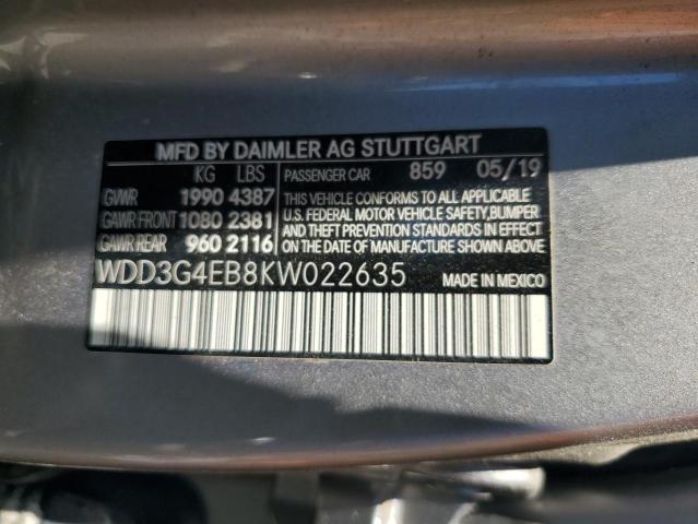 VIN WDD3G4EB8KW022635 2019 MERCEDES-BENZ A-CLASS no.13