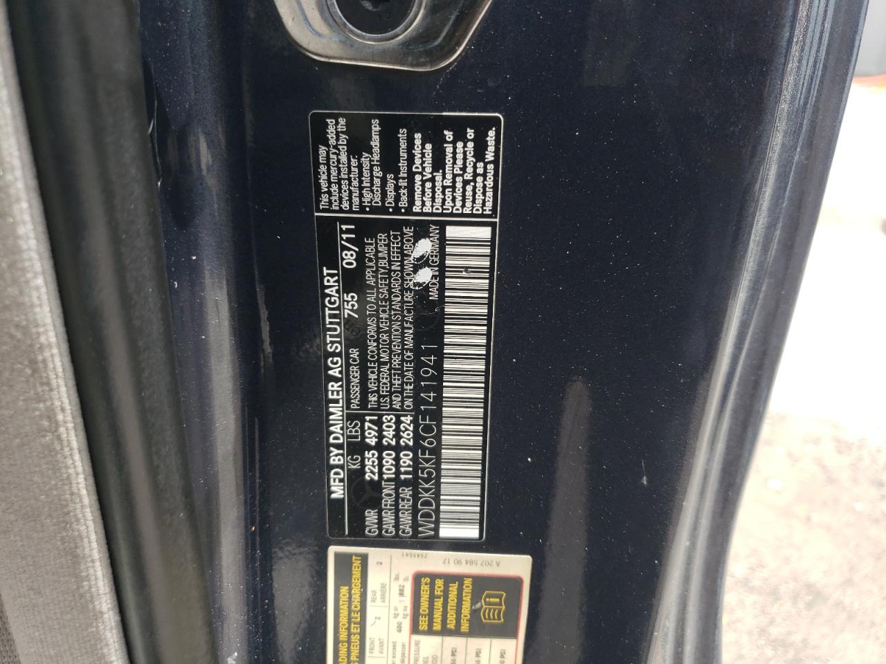 WDDKK5KF6CF141941 2012 Mercedes-Benz E 350