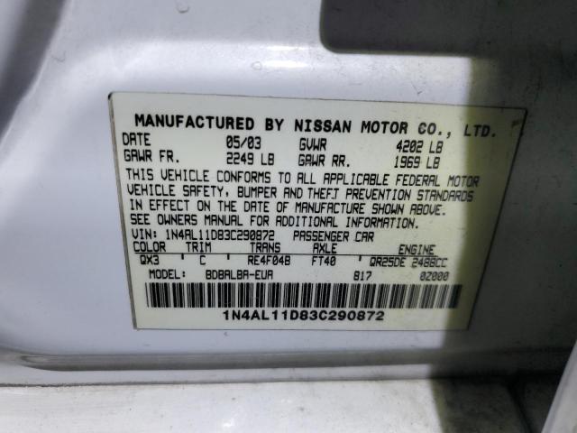 2003 Nissan Altima Base VIN: 1N4AL11D83C290872 Lot: 57787504