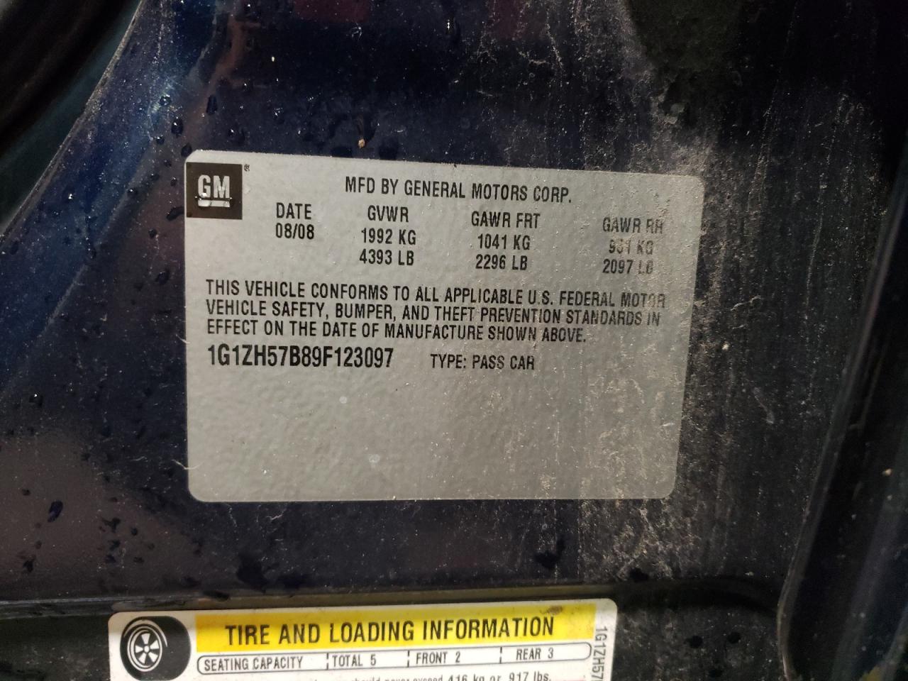 1G1ZH57B89F123097 2009 Chevrolet Malibu 1Lt