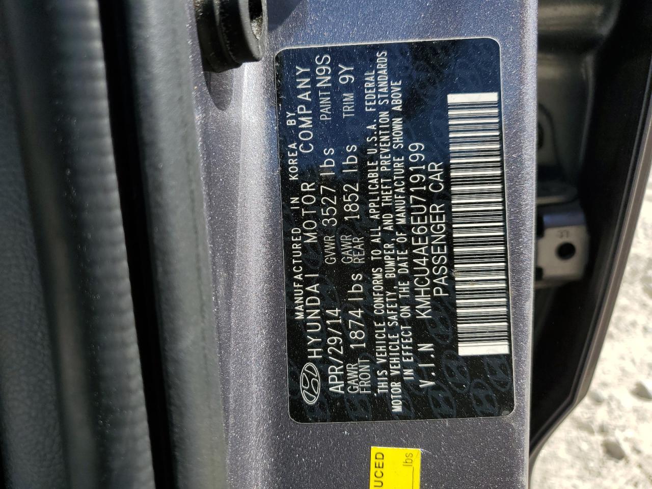 KMHCU4AE6EU719199 2014 Hyundai Accent Gls