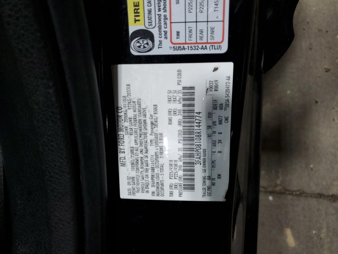 3FAHP08108R144774 2008 Ford Fusion Sel