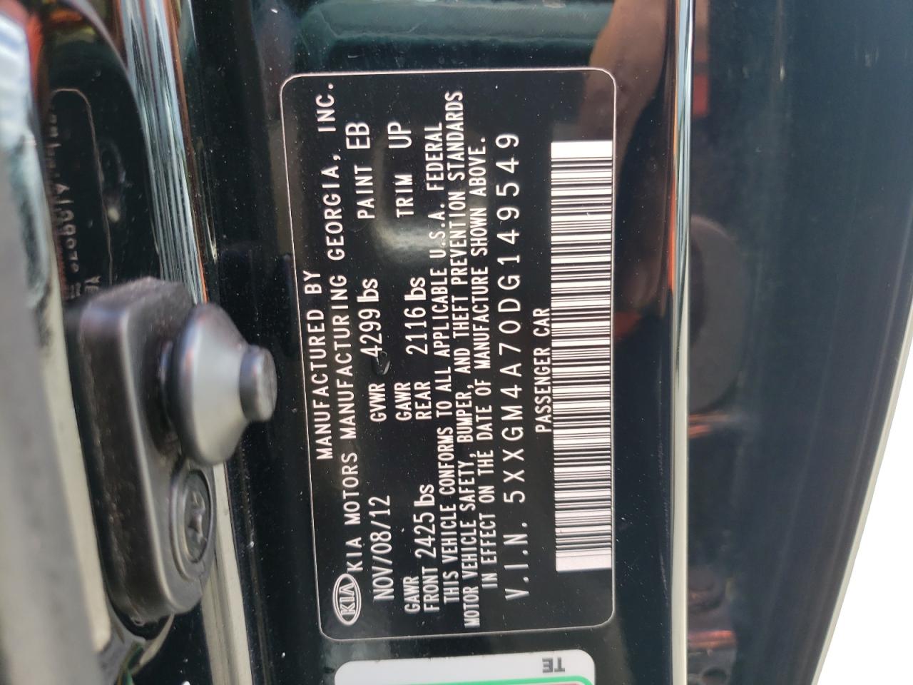 5XXGM4A70DG149549 2013 Kia Optima Lx