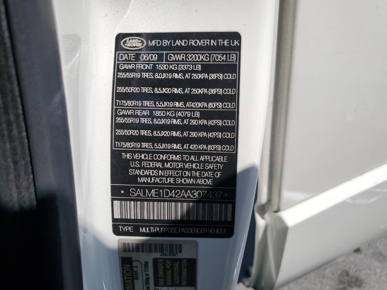 SALME1D42AA307437 2010 Land Rover Range Rover Hse