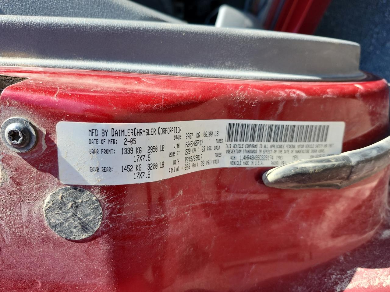 1J4HR48N95C629174 2005 Jeep Grand Cherokee Laredo