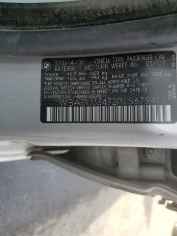 2002 BMW 325 Xi VIN: WBAEU33472PF56794 Lot: 60221254
