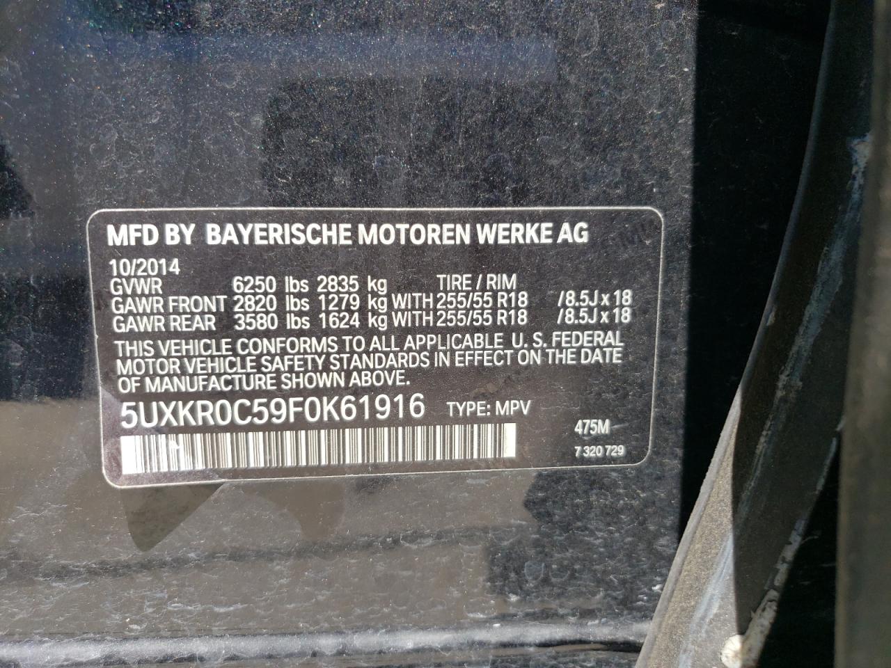 5UXKR0C59F0K61916 2015 BMW X5 xDrive35I
