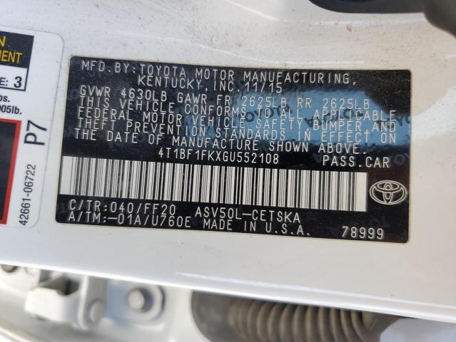 VIN 4T1BF1FKXGU552108 2016 Toyota Camry, LE no.12