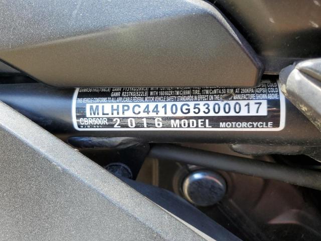 2016 HONDA CBR500 R MLHPC4410G5300017
