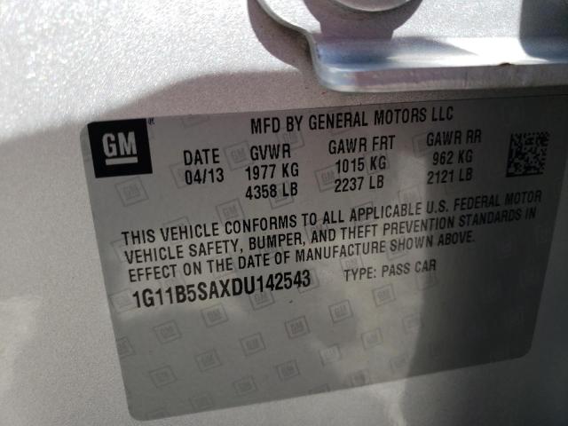 2013 Chevrolet Malibu Ls VIN: 1G11B5SAXDU142543 Lot: 58840294