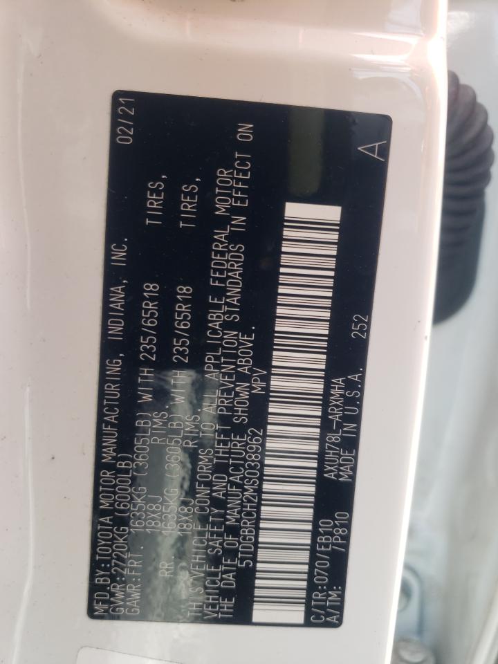 5TDGBRCH2MS038962 2021 Toyota Highlander Hybrid Xle