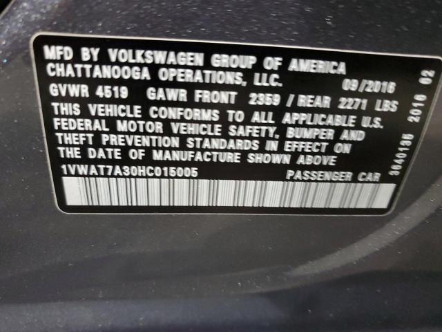 2017 Volkswagen Passat S VIN: 1VWAT7A30HC015005 Lot: 58882014