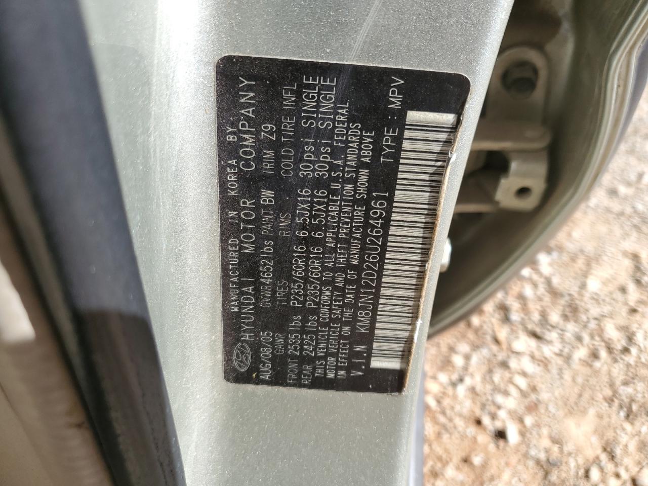 KM8JN12D26U264961 2006 Hyundai Tucson Gls