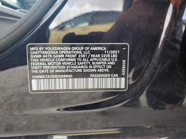 2022 Volkswagen Passat R-Line VIN: 1VWMA7A35NC006640 Lot: 58991884