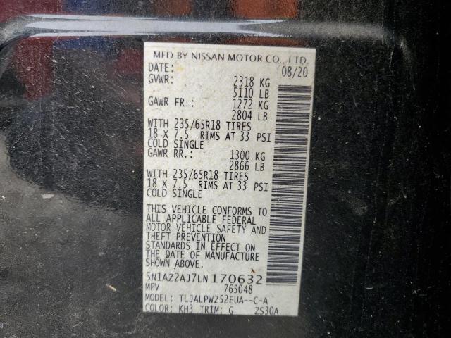 2020 Nissan Murano S VIN: 5N1AZ2AJ7LN170632 Lot: 59675684