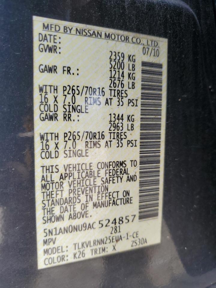 5N1AN0NU9AC524857 2010 Nissan Xterra Off Road