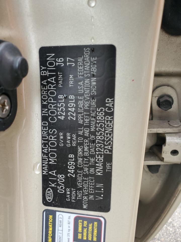 KNAGE123785251865 2008 Kia Optima Lx