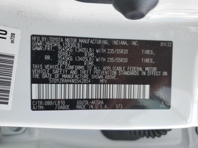 2022 TOYOTA HIGHLANDER - 5TDYZRAH4NS542854