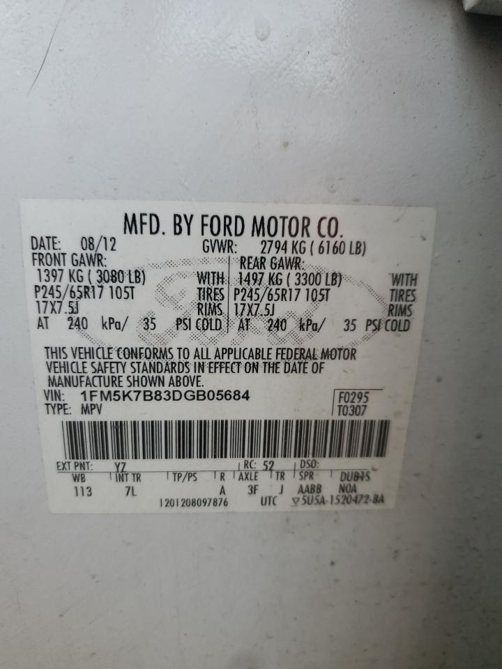 1FM5K7B83DGB05684 2013 Ford Explorer