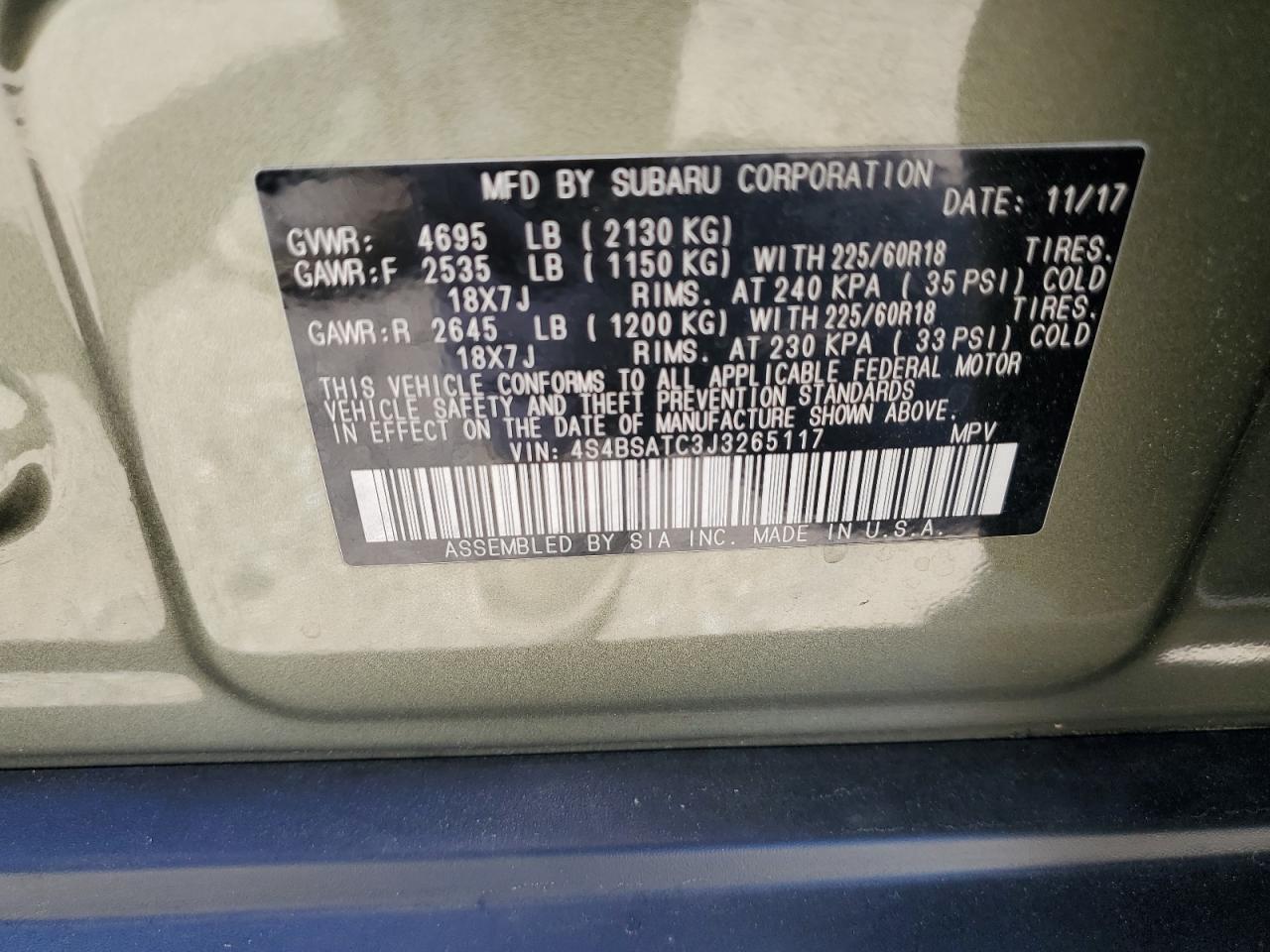 4S4BSATC3J3265117 2018 Subaru Outback Touring