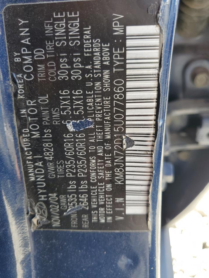 KM8JN72D15U077860 2005 Hyundai Tucson Gls