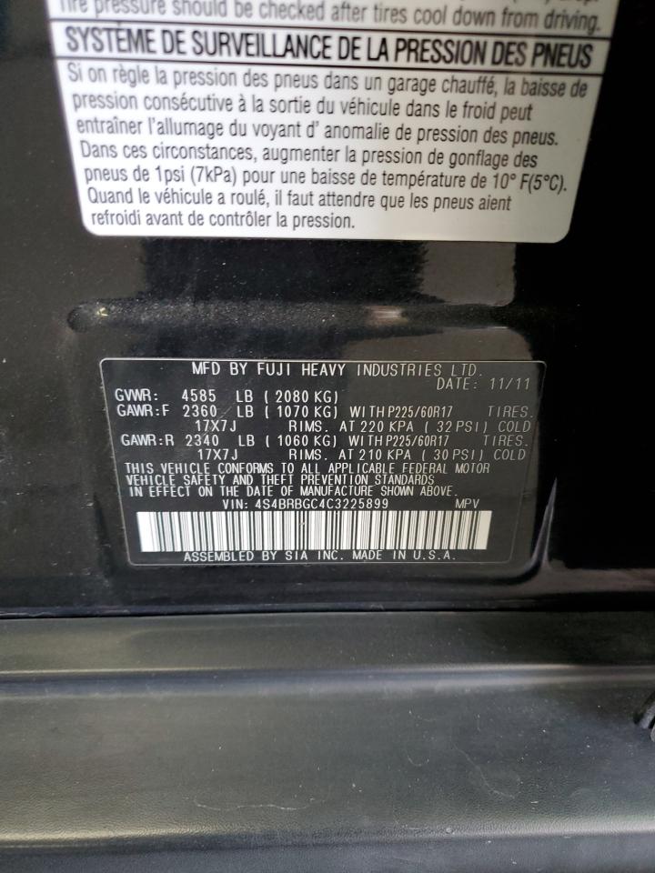 4S4BRBGC4C3225899 2012 Subaru Outback 2.5I Premium