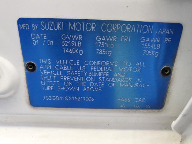 2001 Suzuki Esteem Gl VIN: JS2GB41SX15211006 Lot: 60066734