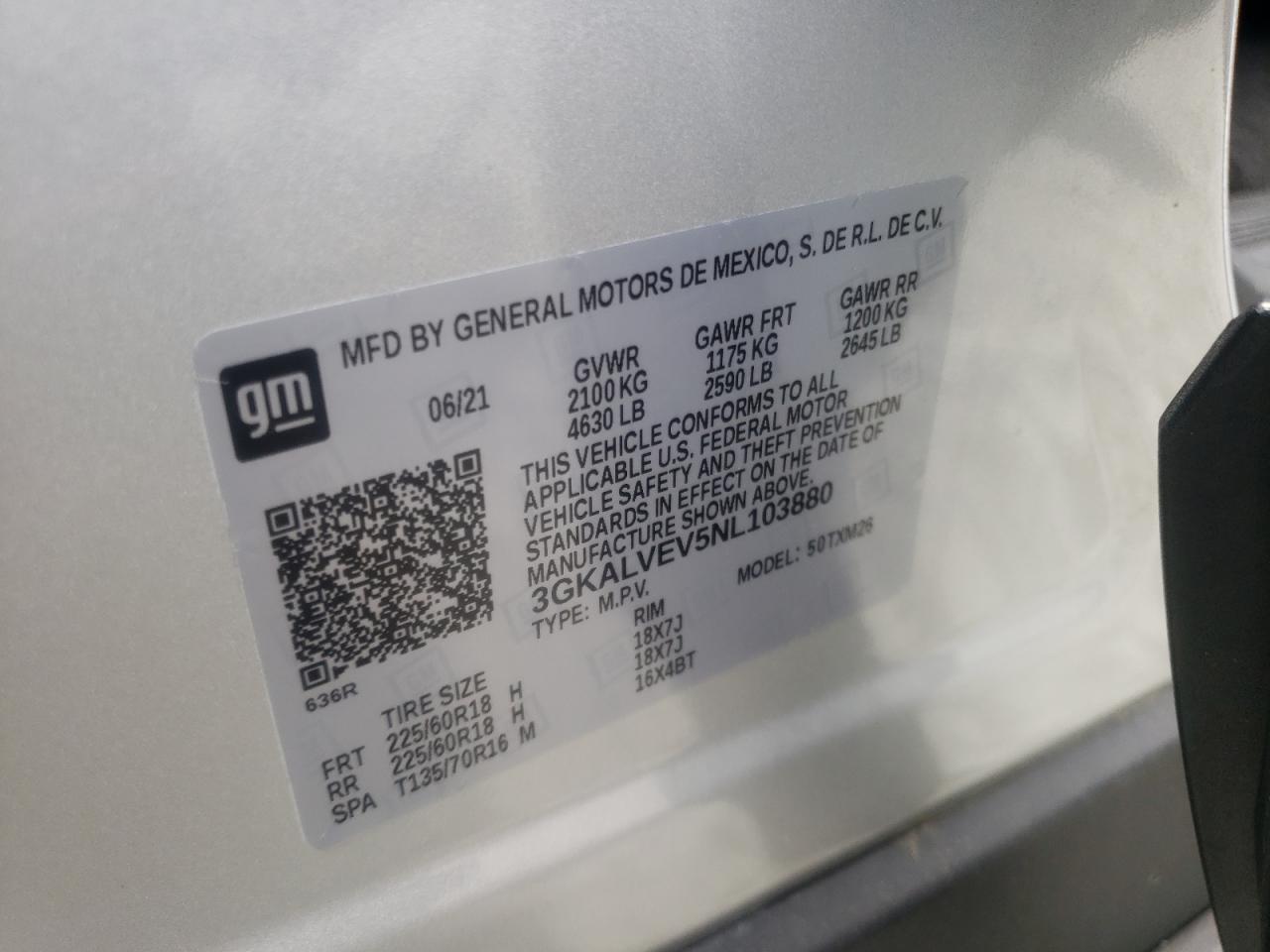 3GKALVEV5NL103880 2022 GMC Terrain Slt