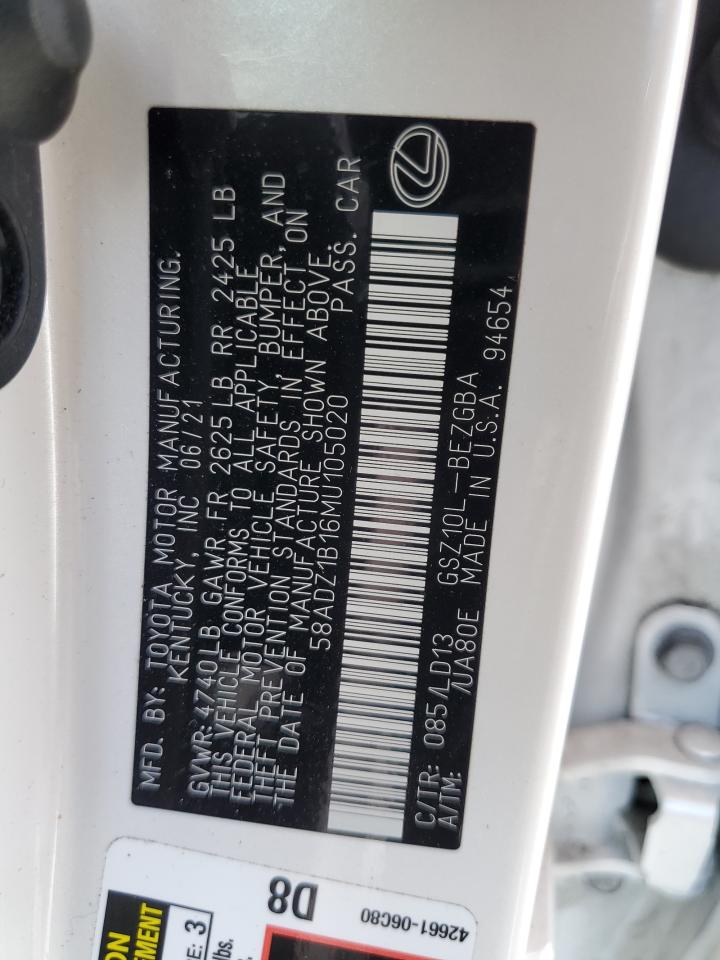 58ADZ1B16MU105020 2021 Lexus Es 350 Base