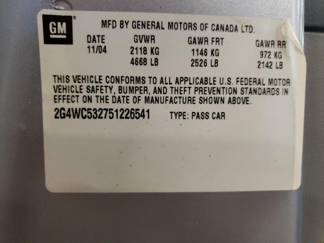 2005 Buick Lacrosse Cx VIN: 2G4WC532751226541 Lot: 57612734